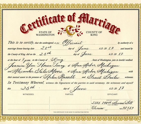 Marriage and Divorce Certificates